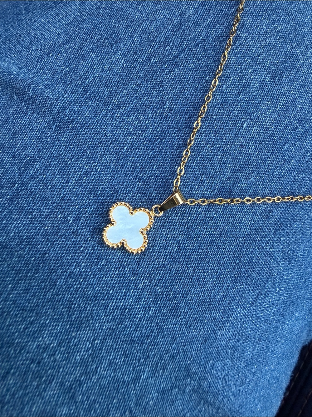 Stainless steel Pendant Necklace with White Inlay